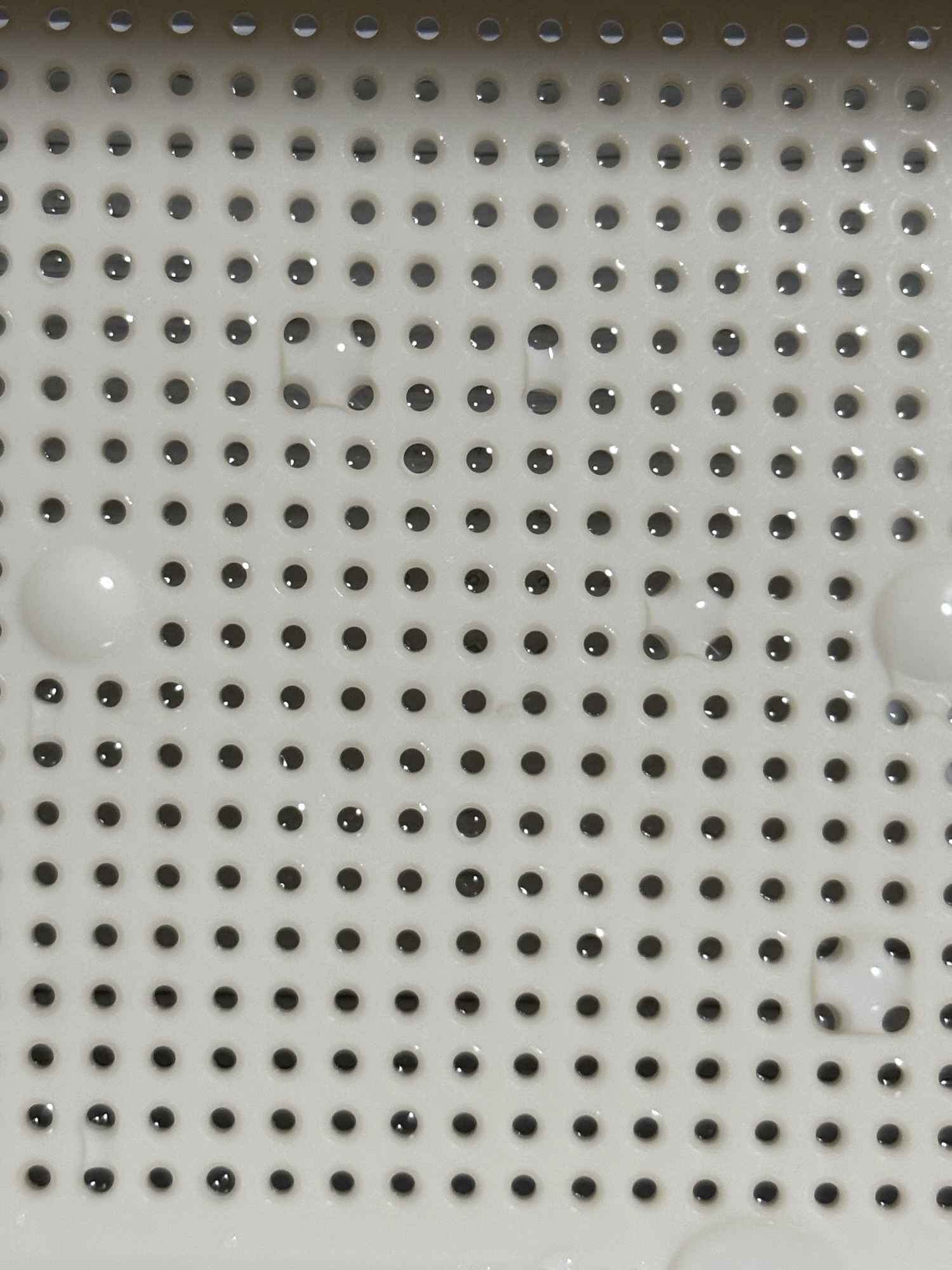 ざる穴の水滴が種をキャッチしてくれます