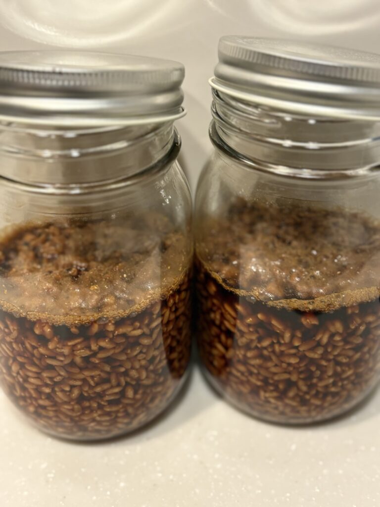 混ぜ合わせてから6時間後の醤油麹の様子
